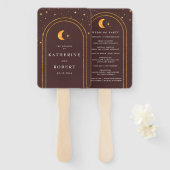  Celestial Moon Stars Trouwprogramma Handwaaier (Voorkant en achterkant)