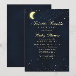 Celestial Moon Stars Twinkle Twinkle Baby shower Kaart