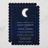 Celestial Moon Stars Wedding Kaart (Voorkant / Achterkant)