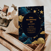 Celestial Moon Stars Wedding Kaart