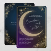 Celestial Moon Stars Wedding Paarse Blauw Donker Kaart (Voorkant / Achterkant)