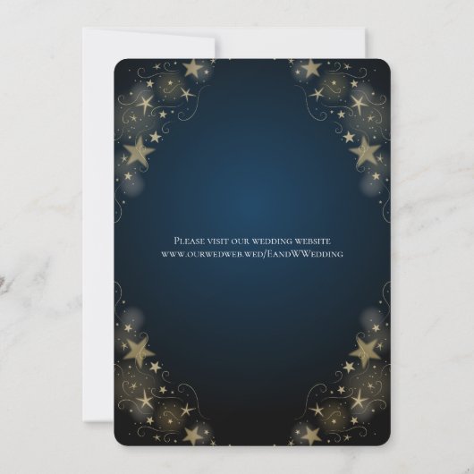 Celestial Moon Stars Wedding Paarse Blauw Donker Kaart (Achterkant)