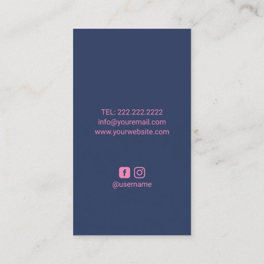 Celestial Moon & Sterren Minimalist Marine & Roze Visitekaartje (Achterkant)