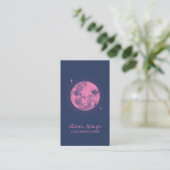 Celestial Moon & Sterren Minimalist Marine & Roze Visitekaartje (Staand voorkant)