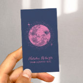 Celestial Moon & Sterren Minimalist Marine & Roze Visitekaartje