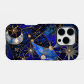 Celestial Moon Sterrennacht Glas in lood iPhone Hoesje (Achterkant horizontaal)