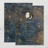 Celestial Moon Sun Frame Dark Galaxy Wedding Kaart (Voorkant / Achterkant)