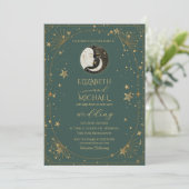 Celestial Moon Sun Frame Wedding Kaart (Staand voorkant)