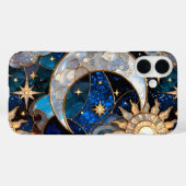Celestial Moon Sun iPhone Case Stained Glass Gold (Achterkant (horizontaal))