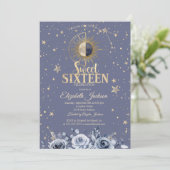 Celestial Moon Sun Moon Stars Lavander Sweet 16 Kaart (Staand voorkant)