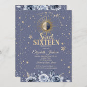 Celestial Moon Sun Moon Stars Lavander Sweet 16 Kaart (Voorkant / Achterkant)
