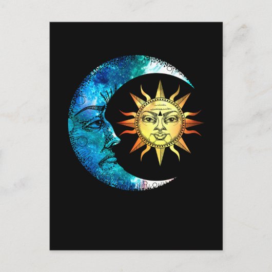 Celestial Moon Sun spiritualiteit Luna Art Briefkaart (Voorkant)