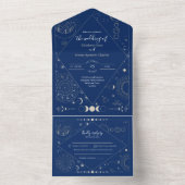 Celestial moon sun stars constellations wedding all in one uitnodiging (Binnen)