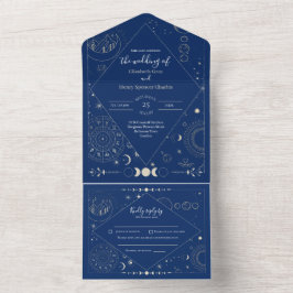 Celestial moon sun stars constellations wedding all in one uitnodiging