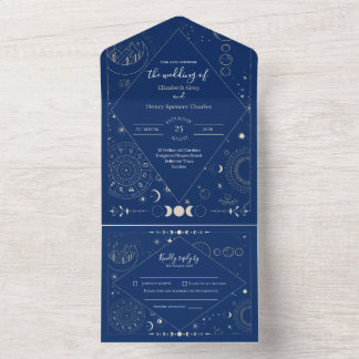 Celestial moon sun stars constellations wedding all in one uitnodiging