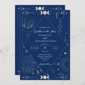 Celestial moon sun stars constellations wedding kaart (Voorkant / Achterkant)