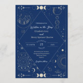 Celestial moon sun stars constellations wedding kaart (Voorkant)