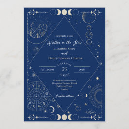 Celestial moon sun stars constellations wedding kaart