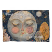 Celestial Moon Sweet Dreams Aangepaste naam Schatt Kussensloop (Voorkant)