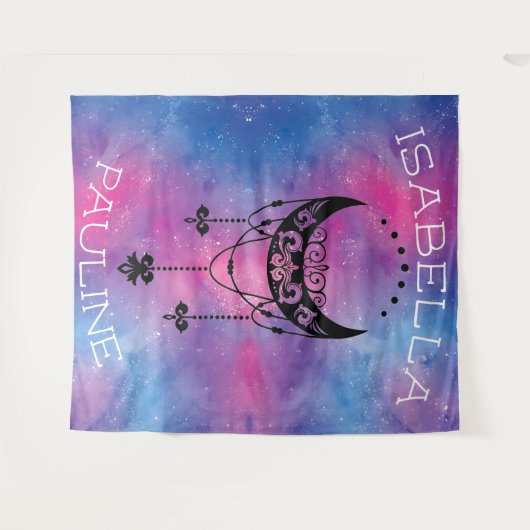 Celestial Moon Tapestry Wandkleed (Voorkant (horizontaal))