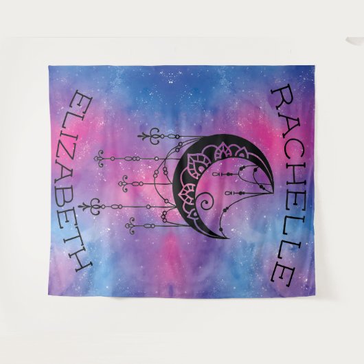 Celestial Moon Tapestry Wandkleed (Voorkant (horizontaal))