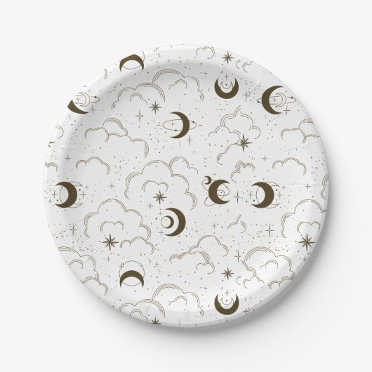 Celestial Moon Theme Papieren Bordje (Voorkant)