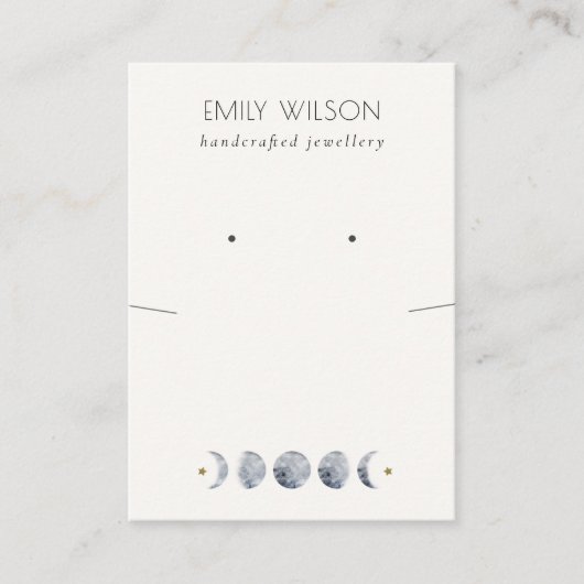Celestial Moon Waterverf Ketting Earring Display Visitekaartje (Voorkant)