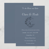 Celestial Moon Wedding Invitation Dusty Blue Kaart (Voorkant / Achterkant)