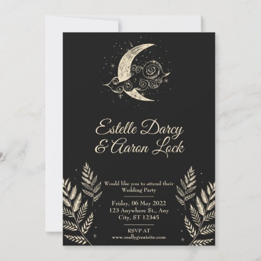 Celestial Moon Wedding Invite Kaart (Voorkant)