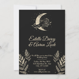 Celestial Moon Wedding Invite Kaart