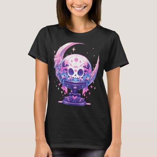Celestial Moon Witchy Crystal Ball Pastel Gothic W T-shirt (Voorkant)