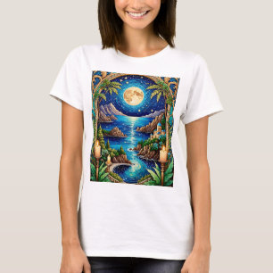 Celestial Moonlit Ocean Fantasy Landscape Art T-sh T-shirt