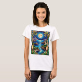 Celestial Moonlit Ocean Fantasy Landscape Art T-sh T-shirt (Voorkant volledig)