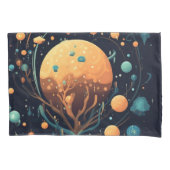 Celestial Moons and Clouds Tree Zwart en Sinaasapp Kussensloop (Voorkant-Links)