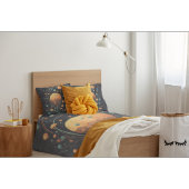 Celestial Moons and Clouds Tree Zwart en Sinaasapp Kussensloop