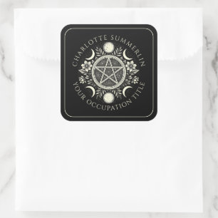 Celestial Moons Black Vierkante Sticker