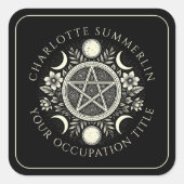 Celestial Moons Black Vierkante Sticker (Voorkant)