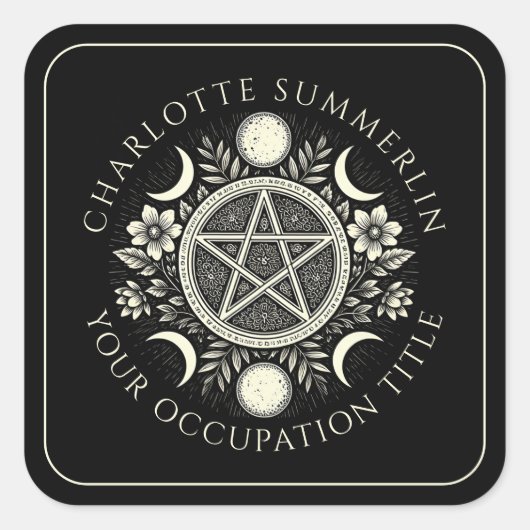 Celestial Moons Black Vierkante Sticker (Voorkant)