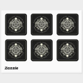 Celestial Moons Black Vierkante Sticker (Vel)