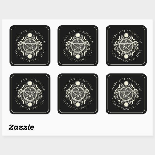 Celestial Moons Black Vierkante Sticker (Vel)