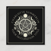 Celestial Moons Black Vierkante Visitekaartje (Voorkant)