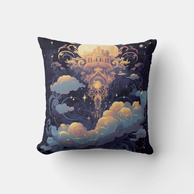 Celestial Moons Magic Cosmic, Sterren paarse Wolke Kussen (Voorkant)