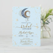 Celestial Moons,Stars Light Blue Bridal Luncheon  Kaart (Staand voorkant)