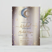 Celestial Moons,Stars Magical Bridal Luncheon  Kaart (Staand voorkant)