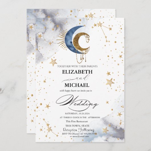 Celestial Moons, Stars Script Kaart (Voorkant / Achterkant)