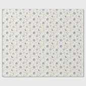 Celestial Moons & Stars Wrapping Paper Navy/Cream Cadeaupapier (Vlak)