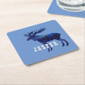 Celestial Moose Silhouette Custom Kartonnen Onderzetters (Schuin)