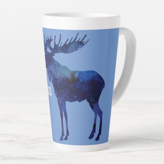 Celestial Moose Silhouette Custom Latte Mok (Rechterhoek)