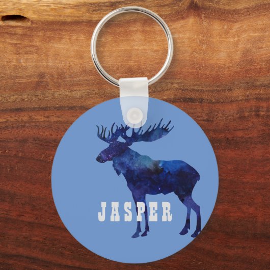 Celestial Moose Silhouette Custom Sleutelhanger (Voorkant)