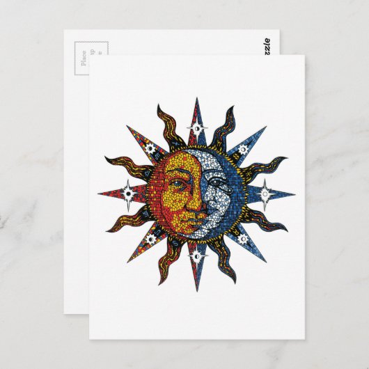 Celestial Mosaic Sun en Moon Briefkaart (Voorkant / Achterkant)